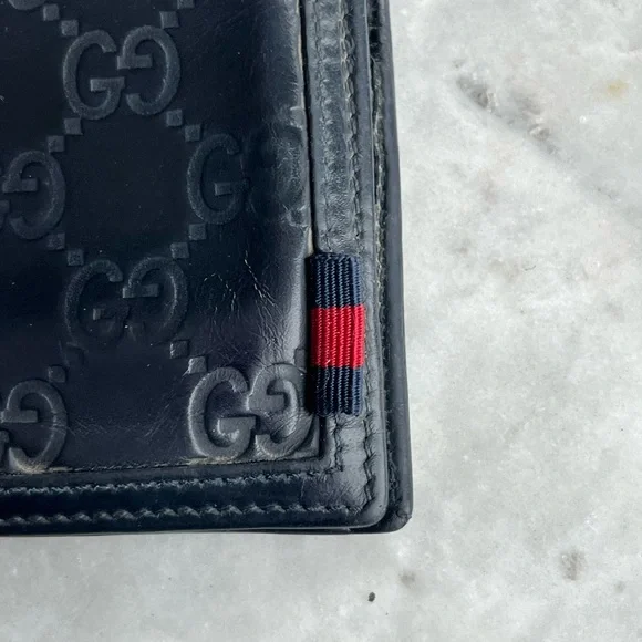 GUCCI Guccissima Supreme Navy & Red Leather Flap Wallet 237359-486430 - Picture 2 of 16